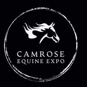 Camrose Equine Expo logo of horse head silhouette above text
